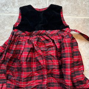 Therese Red & Black Plaid Velvet Silk Holiday Dress
